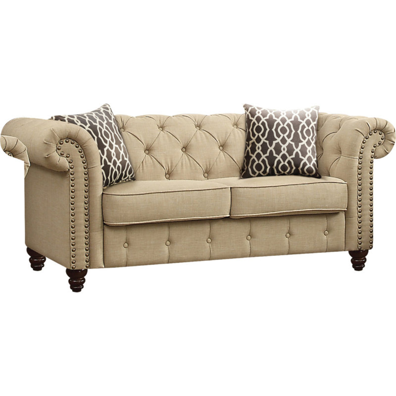 Causeuse moderne avec 2 coussins Aurelia, Beige