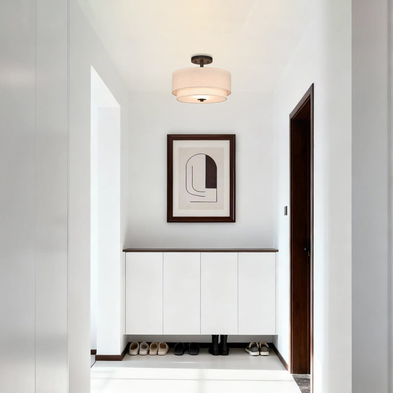 Farmhouse 2 Light 13inch Close to Ceiling Fixture Dark Bronze Finish for Bedroom Entry & Living Room, Dark Bronze