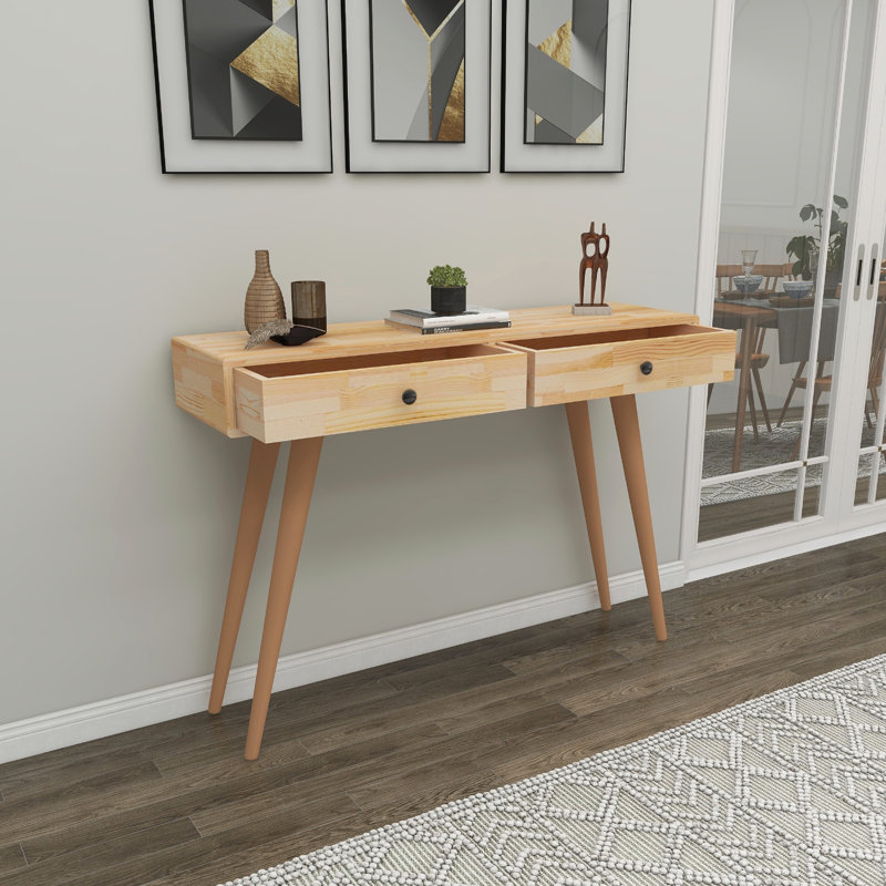 Console Table 110Cm Solid Wood Eradu, Brown
