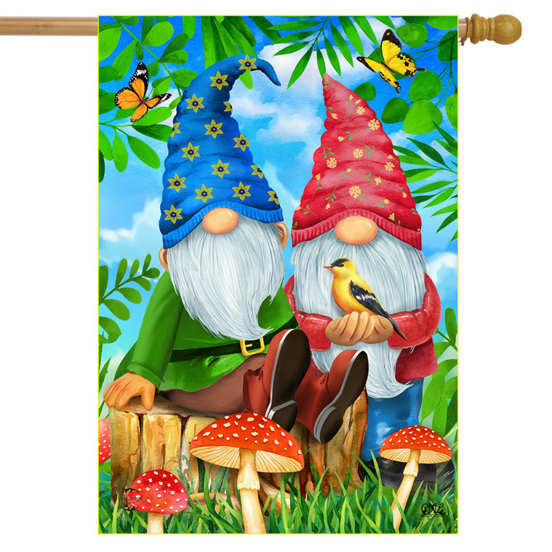Gnome Sweet Gnome Spring House Flag