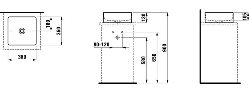 Living Square 14.2'' L Bathroom Sink