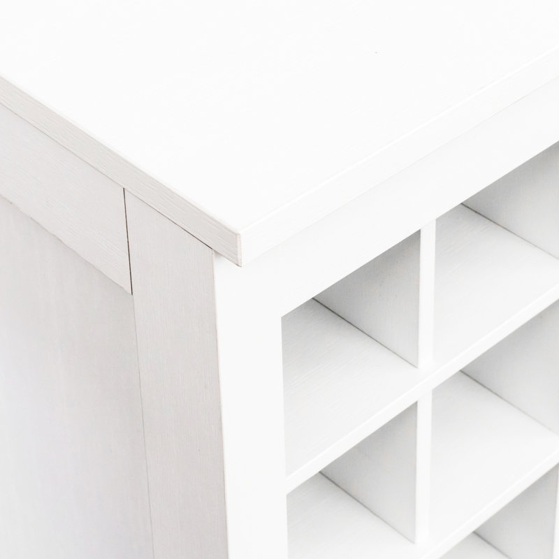 32 Modular Buffet Wine Cabinet, Dark Finish, Straight Line Design, 15.82"D X 17.39"W 35.69"H, Particle & Board Simple Lines,
