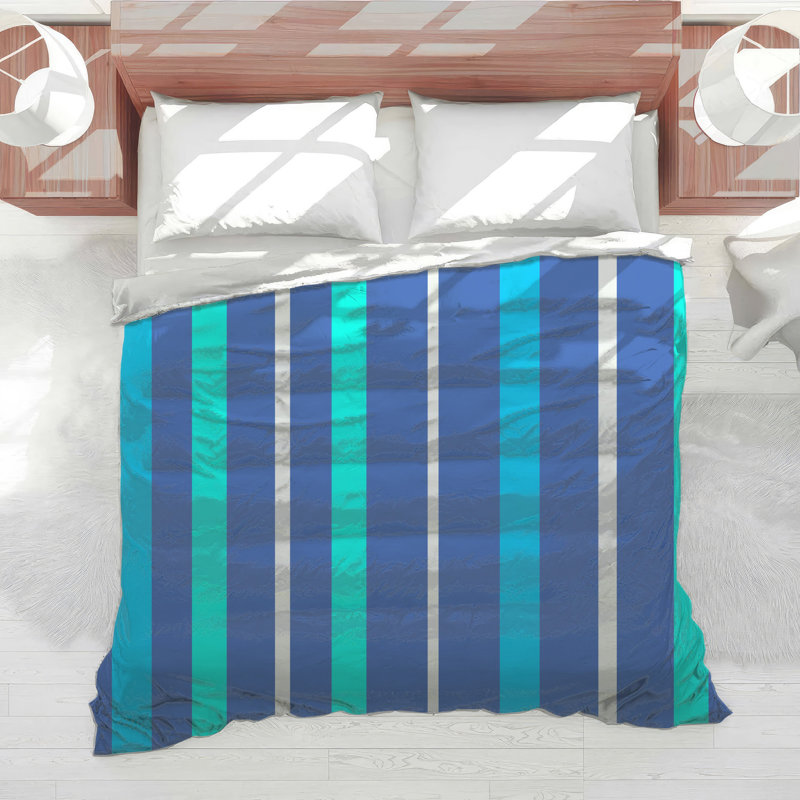 Édredon bleu à rayures turquoise, Simple extra long
