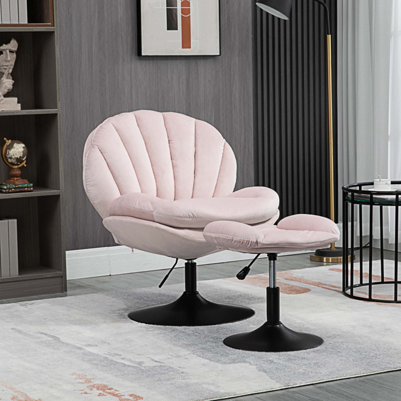 Méridienne pivotante en velours avec repose-pieds Laranya, Velours rose