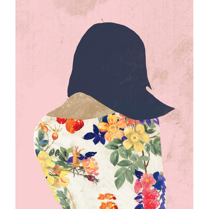 Floral Fashion Girl III - reproduction d'art sur toile tendue, H 30 po x l 20 po