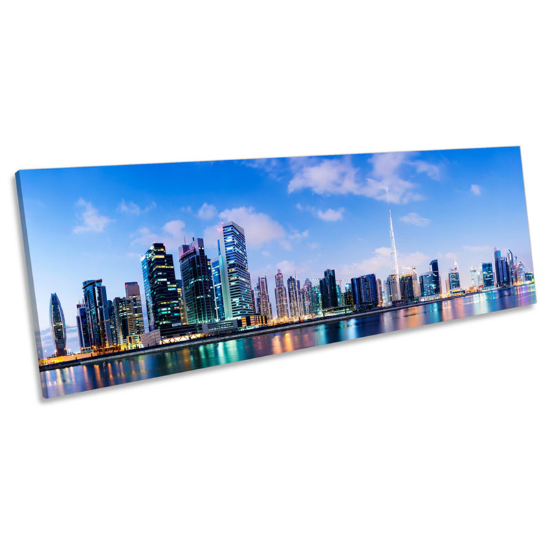 Dubai City Skyline - Wrapped Canvas Panoramic Print, 40.64cm H x 121.92cm W x 2cm D