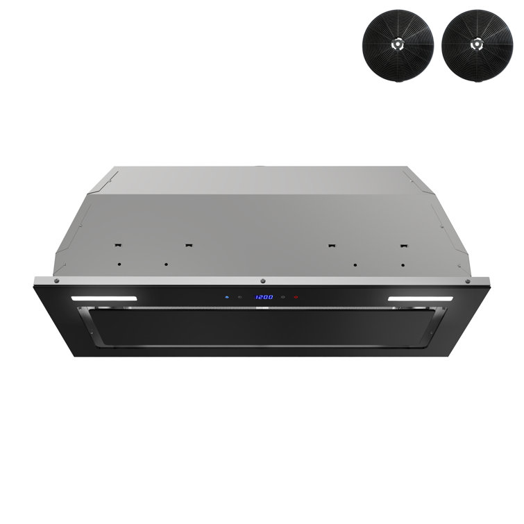Streamline 28 in. Bradano Convertible Insert 350 CFM Range Hood in Glossy Black with Mesh Filters, Touchpad Control, LED Lights