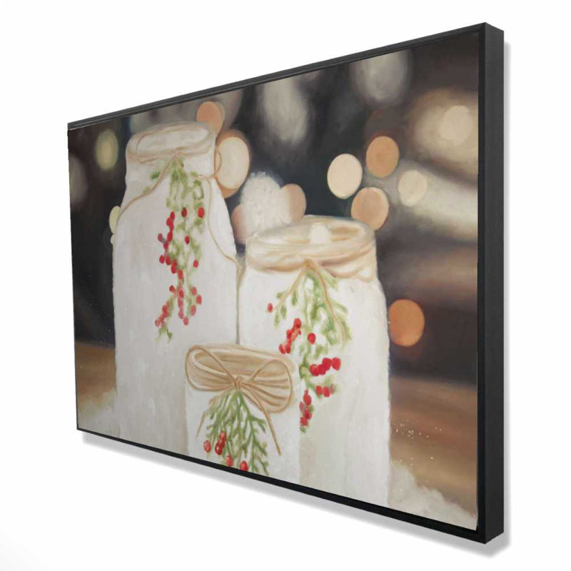 Bougies de Noël - Nature morte, toile encadrée décor à la maison, H 37,25 po x l 25,25 po