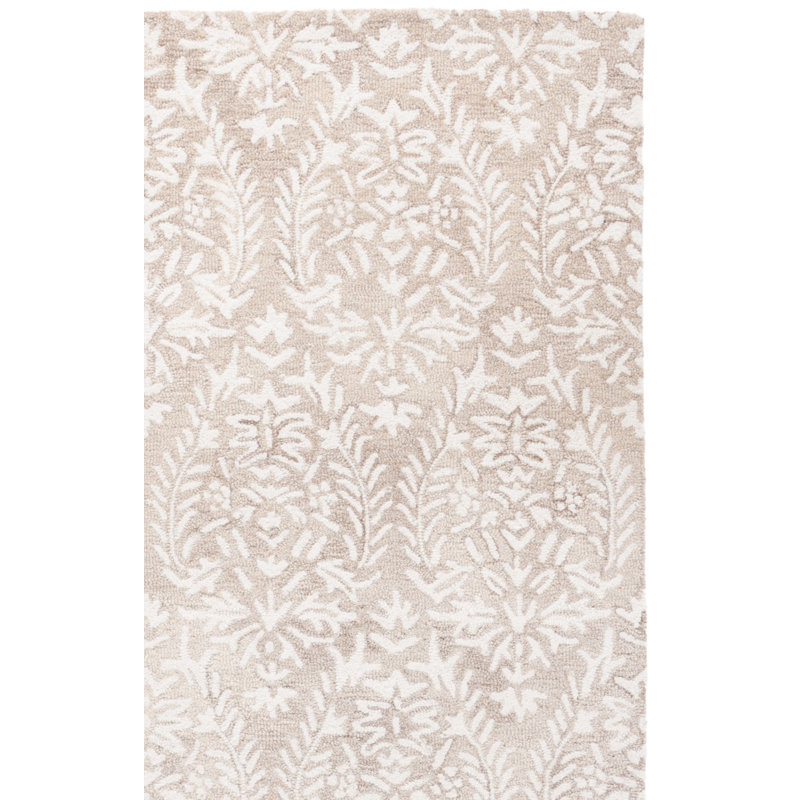 Ebony Hand Tufted Wool Pile Floral Rug, Rectangle 3" x 5"