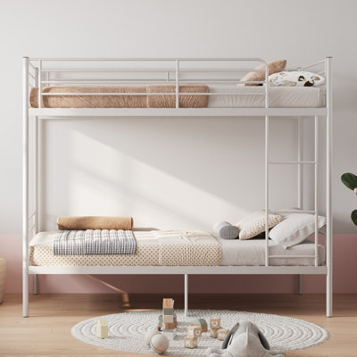 Space Saving Beds with Storage, White Metal Twin Bunk, Modern Home