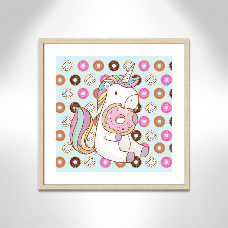 Adhésif décoratif beigne licorne, H 22,5 po x l 22,5 po x P 1,18 po, Encadré de boîte beige