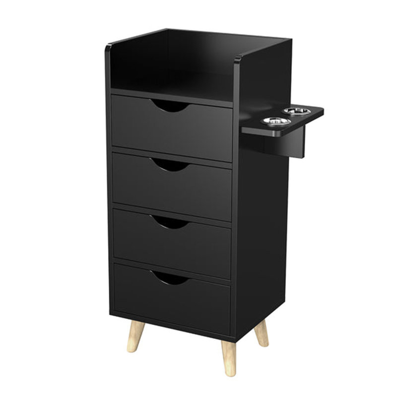 Black 4-Layer Salon Styling Storage Station W/4 Drawers