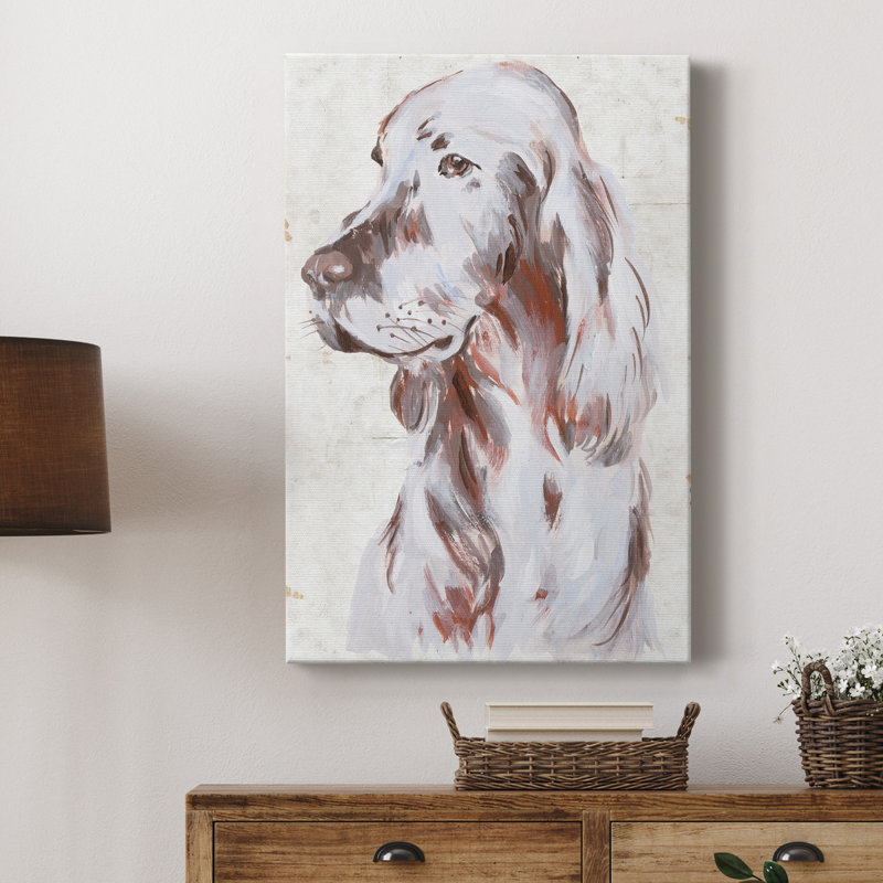 «Sitting Dog III», toile tendue avec châssis de qualité supérieure - prête à être accrochée, H 36 po x l 24 po x P 1 po