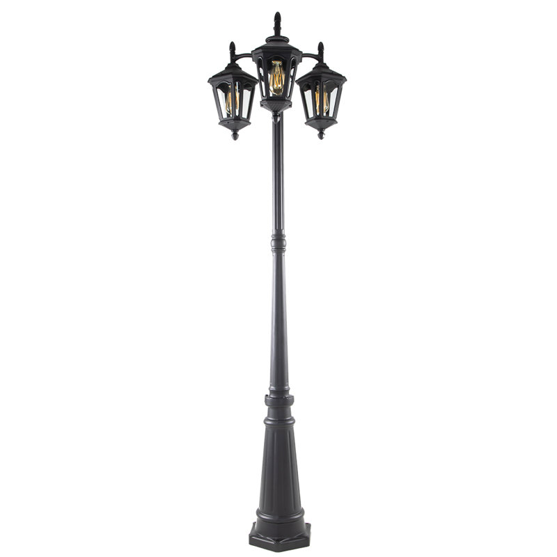 Lampadaire d'extérieur noir 3 têtes 94 "