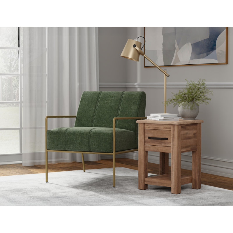 Structure en bois et base en métal, fauteuil