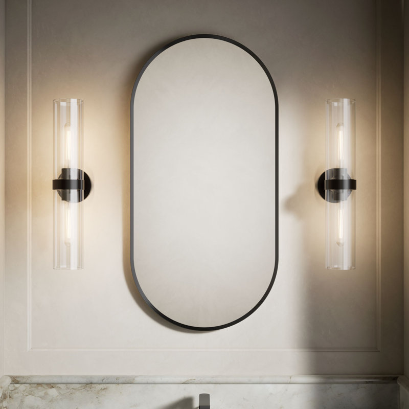 Miroir de salle de bain avec miroir Essential, Noir mat, 40 po x 20 po