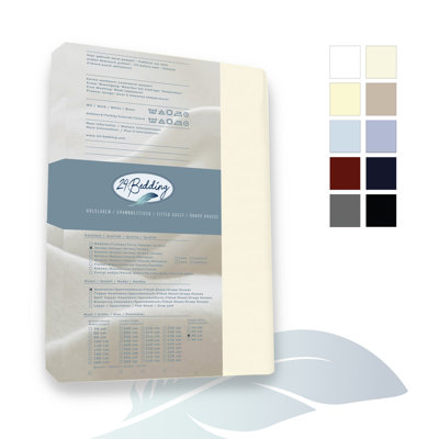 24-Bedding - 100% Cotton Jersey Knit Fitted Sheet - 80 x 200 cm - Beige