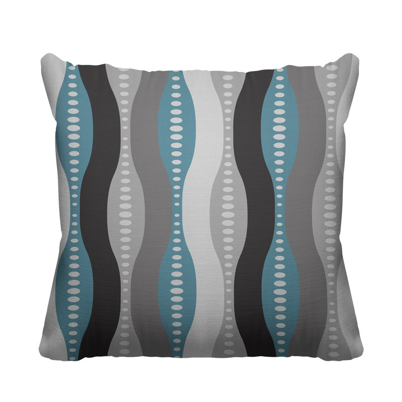 Housse et insert de coussin carré d'extérieur Jasmine, Gris sarcelle, L 15 po x H 15 po