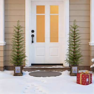 4Ft Artificial Christmas Trees 2-Piece,Easy Assembly,Potted Stand