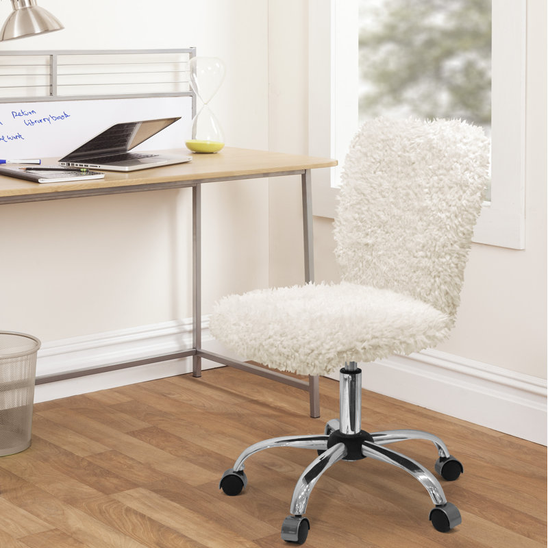 Abilene Kids 16.5'' Adjustable Height Task Chair and Ottoman, White Mongolian
