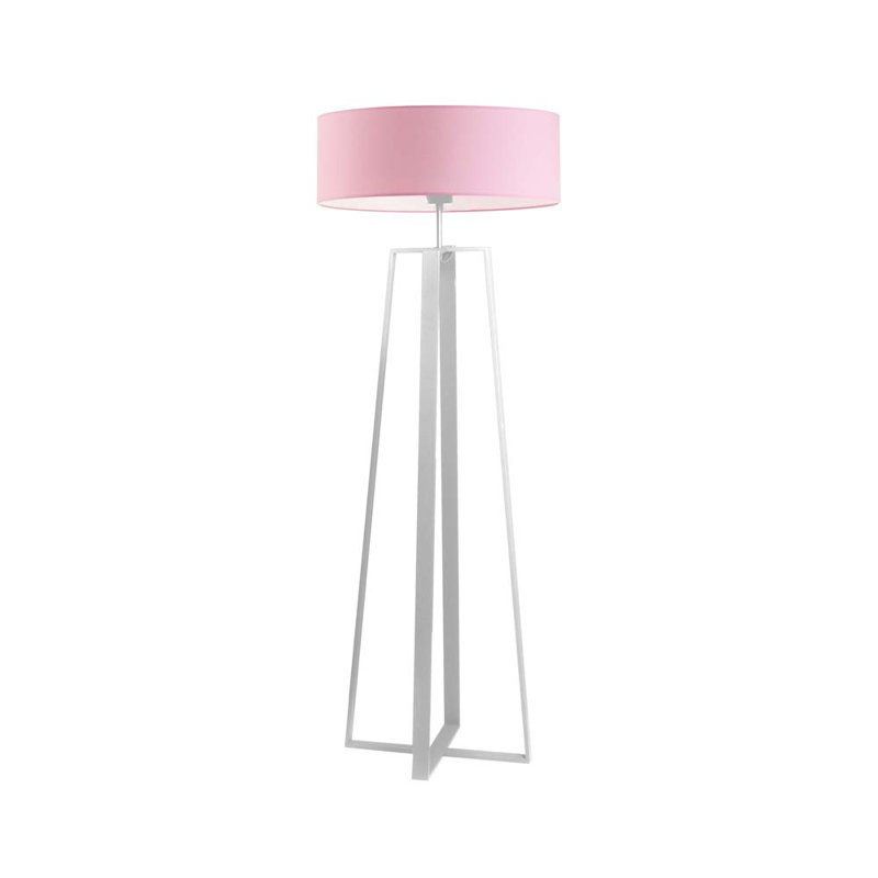 Arnessa 158cm Traditional Floor Lamp, Light Pink, White