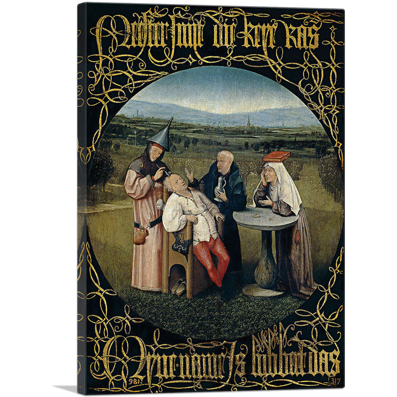 " The Extraction Of The Stone Of Madness 1490 " by Hieronymus Bosch Painting Print, 26" H x 18" W x 0.75" D
