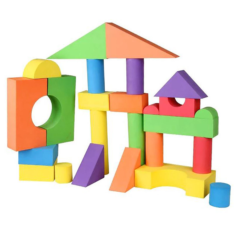 Ensemble de 50 blocs de construction géométriques colorés en mousse souple