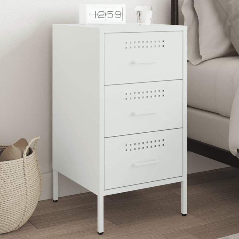 Bedside Cabinet 36x39x68 cm Steel, White