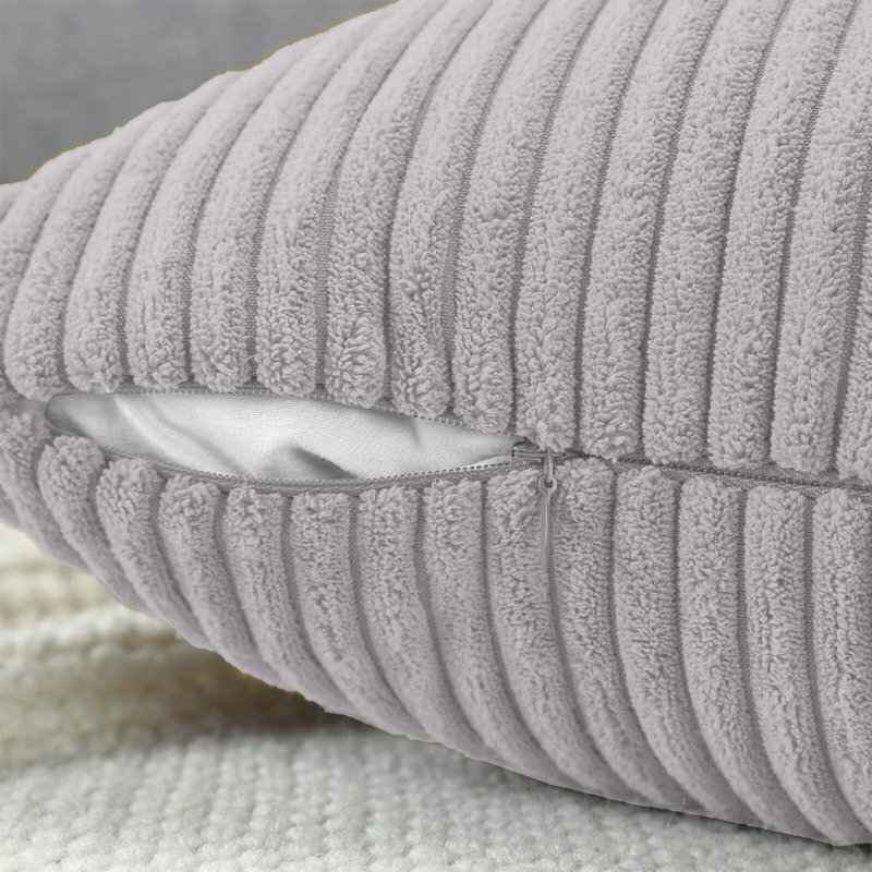 Striped Square Throw Cushion Pad, Silver