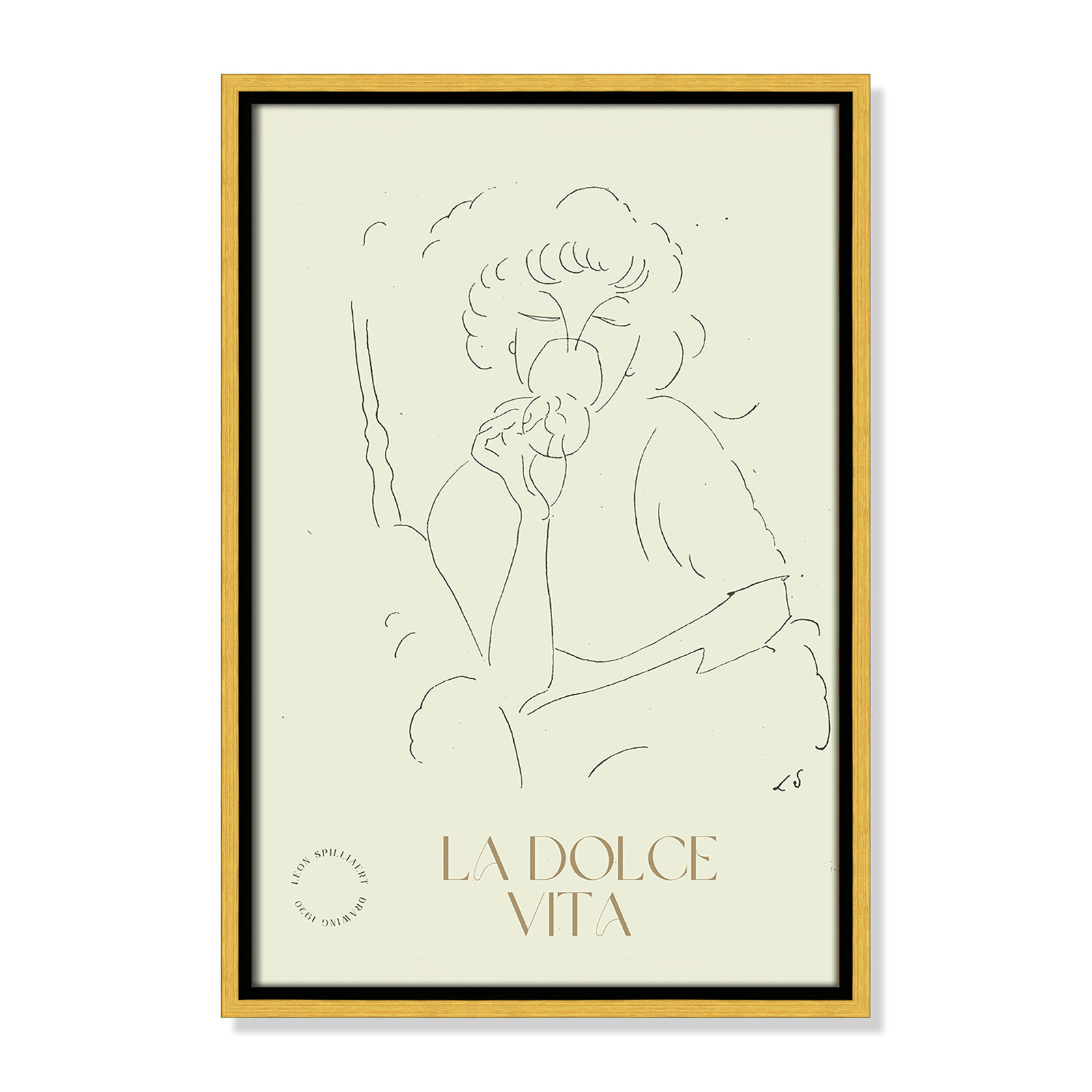Dottie "La Dolce Vita" Print, 19.5" H x 13.5" W, Gold