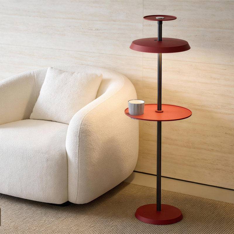 GEEK 49.2'' Modern 3-in-1 Charging & Storage Floor Lamp with Magnetic Wireless Charging Red, Hematite