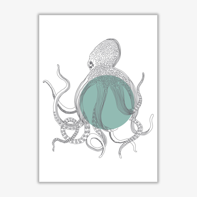 Marine Animals Octopus - Print, 85 cm H x 60 cm W x 1 cm D, No Frame