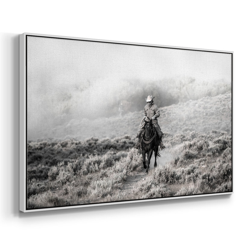 Cowboy, reproduction d'art sur toile, H 25 po x l 37 po x P 2 po, Blanc