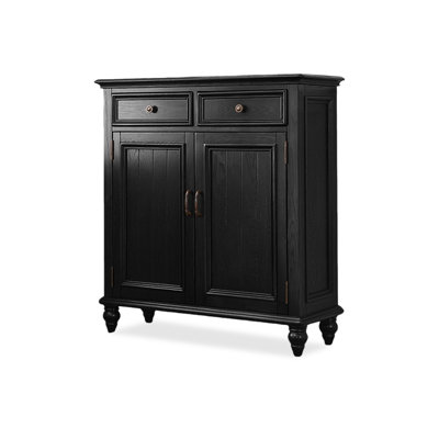 Black Solid Wood Shoe Storage Bench