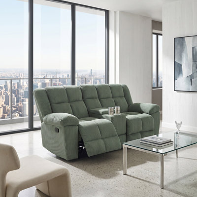 Zino Green Stripe Fabric Manual Recling Loveseat (1 Piece)