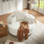 Fauteuil d'appoint pivotant à 360 ° avec 3 coussins amovibles pour le salon, la chambre à coucher, le bureau et l'hôtel - Beige-1055871151