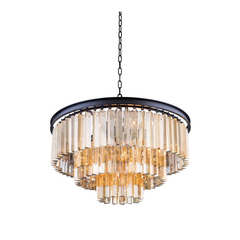 Yazmin 9 - Light Crystal Pendant, Golden Teak (Smoky), Mocha Brown