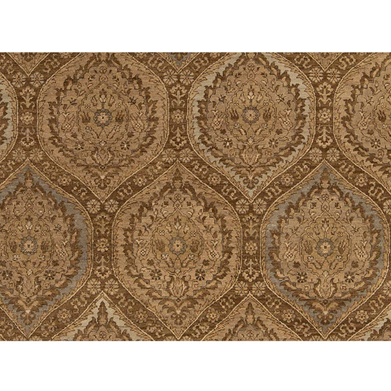 Tapis beige / brun noué à la main de conception unique 8 pi x 9 pi 10 po