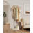Arcuate Garment Rack, T-Shaped Coat Tree Freestanding, Metal Coat Racks, Natural Stable Rock Base, Suitable For Entrances, Corridors, Halls, 68.9In, White