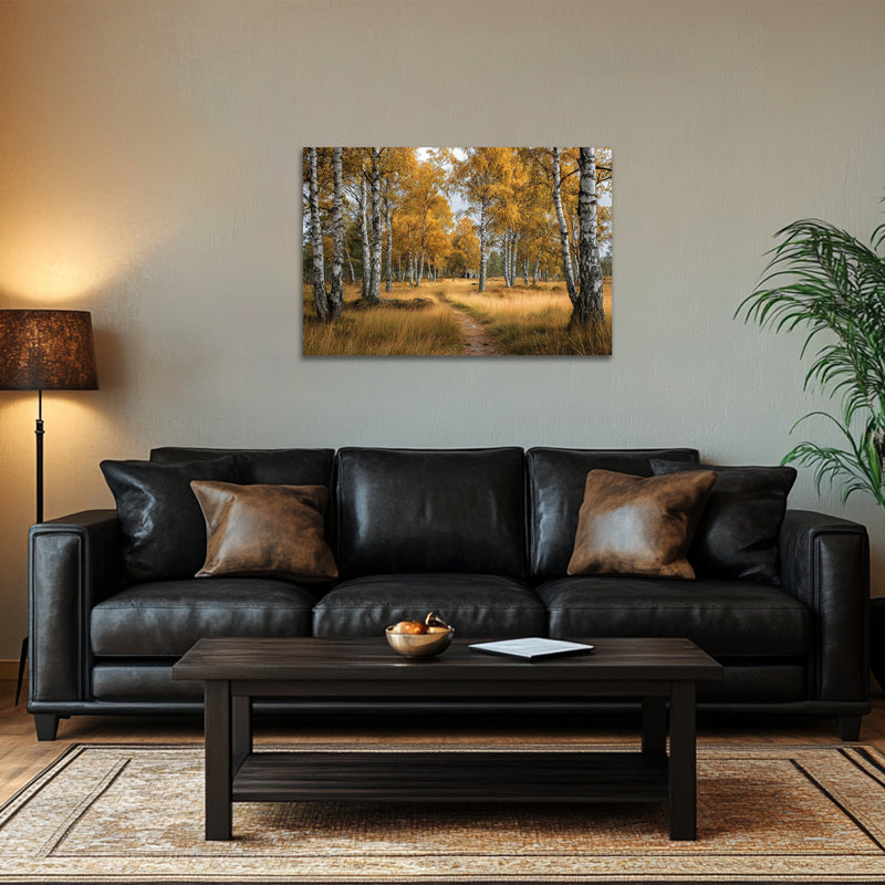Art mural Birch Tree - Nature sur toile de peuplier faux-tremble pour salon, forêt, paysage, décoration murale pour chambre à coucher, reproduction sur toile tendue avec cadre en pin, 12 po x 18 po