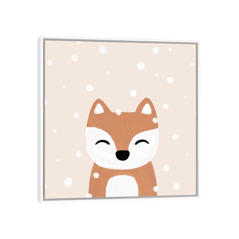 « Snow & Fox » par Orara studio, reproduction d’art, H 26 po x l 26 po x P 1,5 po, Toile blanche encadrée, Pas de tapis