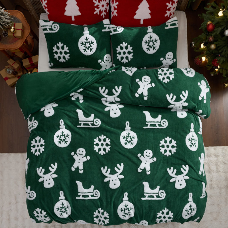Ensemble de housse de couette de literie Fluffy Christmas