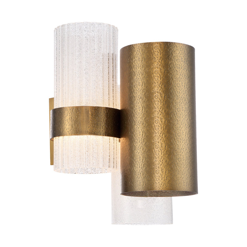 Aged Brass Cylinder LED Wall Sconce