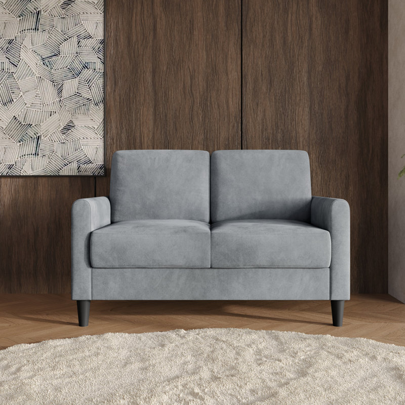 Serpa Velvet Arm Loveseat, Gray