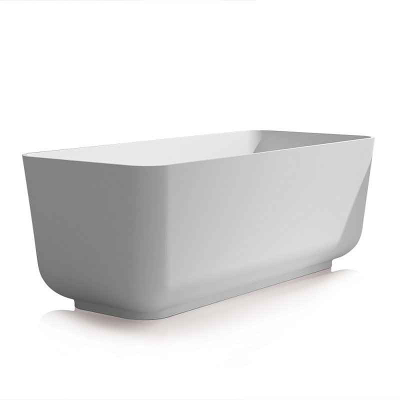 Navi 59'' L Freestanding Soaking Bathtub, Matte White