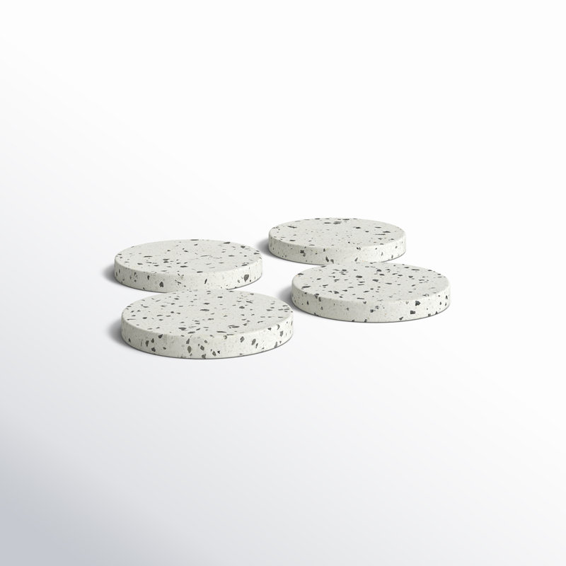 Devi Stone Round Coaster Set, Black/White