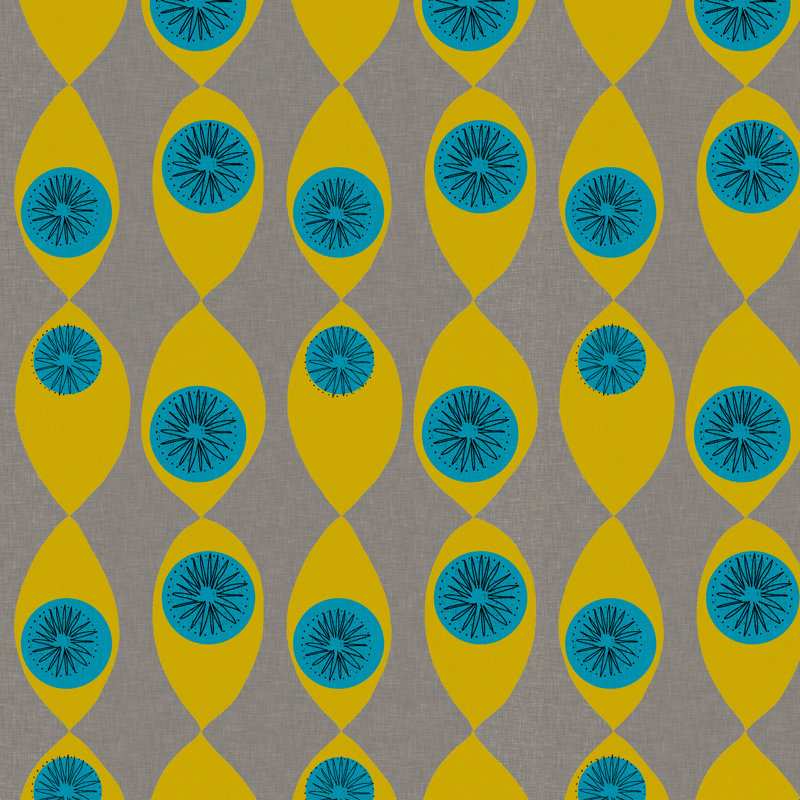 «Mummysam Blue and Yellow Flower» par Samantha Cotterill - impression, H 36 po x l 36 po, Non, Cadre flottant doré