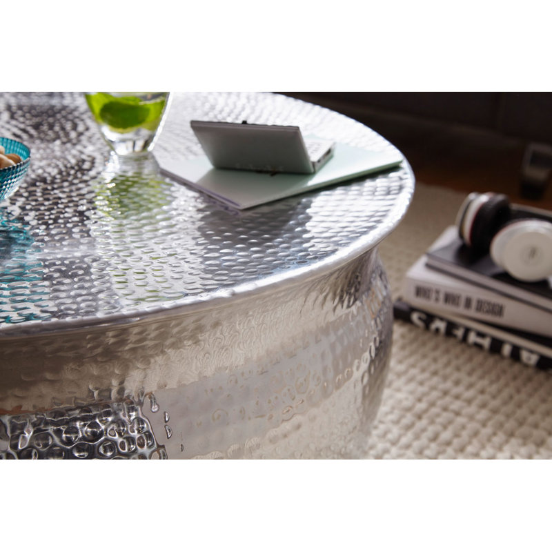 Caldina Solid Coffee Table, Silver, 31cm H x 75cm L x 75cm D