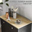 Buffet noir vieilli avec portes - Plateau en bois massif, 2 tiroirs, tablette réglable pour le rangement de la cuisine, portes modernes, couleur