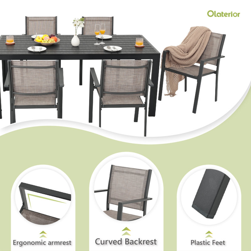 Ensemble de 2 chaises de salle à manger d'extérieur PVC-coated polyester